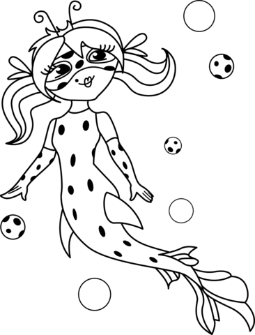 Ladybug Mermaid Coloring Page